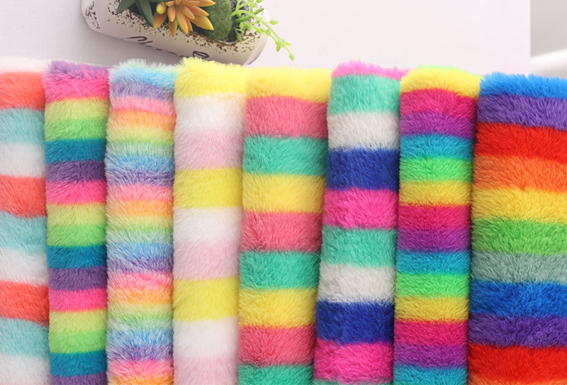 500mg 160cm Makukulay na striped rabbit fur print plush fabric