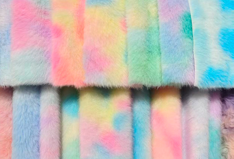 500GSM European mink print na kulay rainbow na faux mink na tela 500GSM European mink print na kulay rainbow na faux mink na tela
