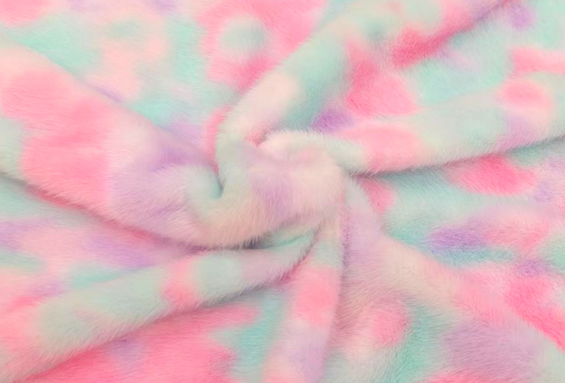 500GSM European mink print na kulay rainbow na faux mink na tela 500GSM European mink print na kulay rainbow na faux mink na tela